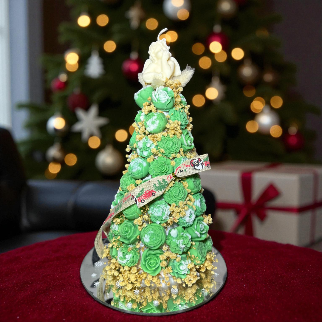 Brad floral Craciun cu ingeras si flori uscate – imagine 1