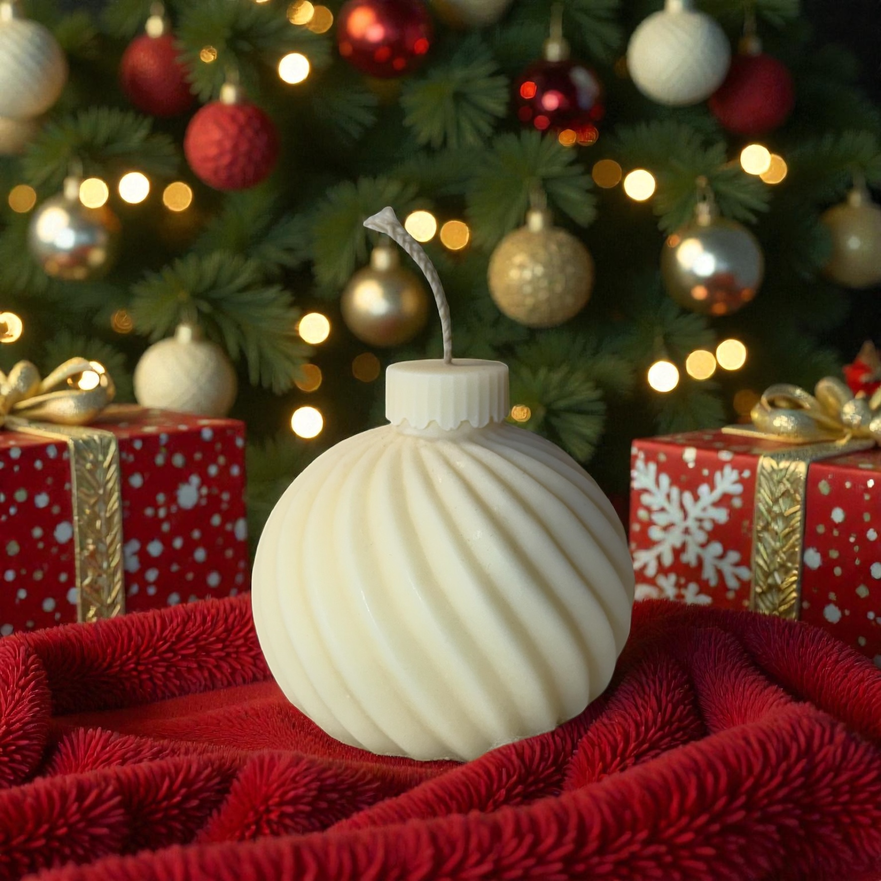 Lumanare decorativa glob spiralat Craciun – imagine 1