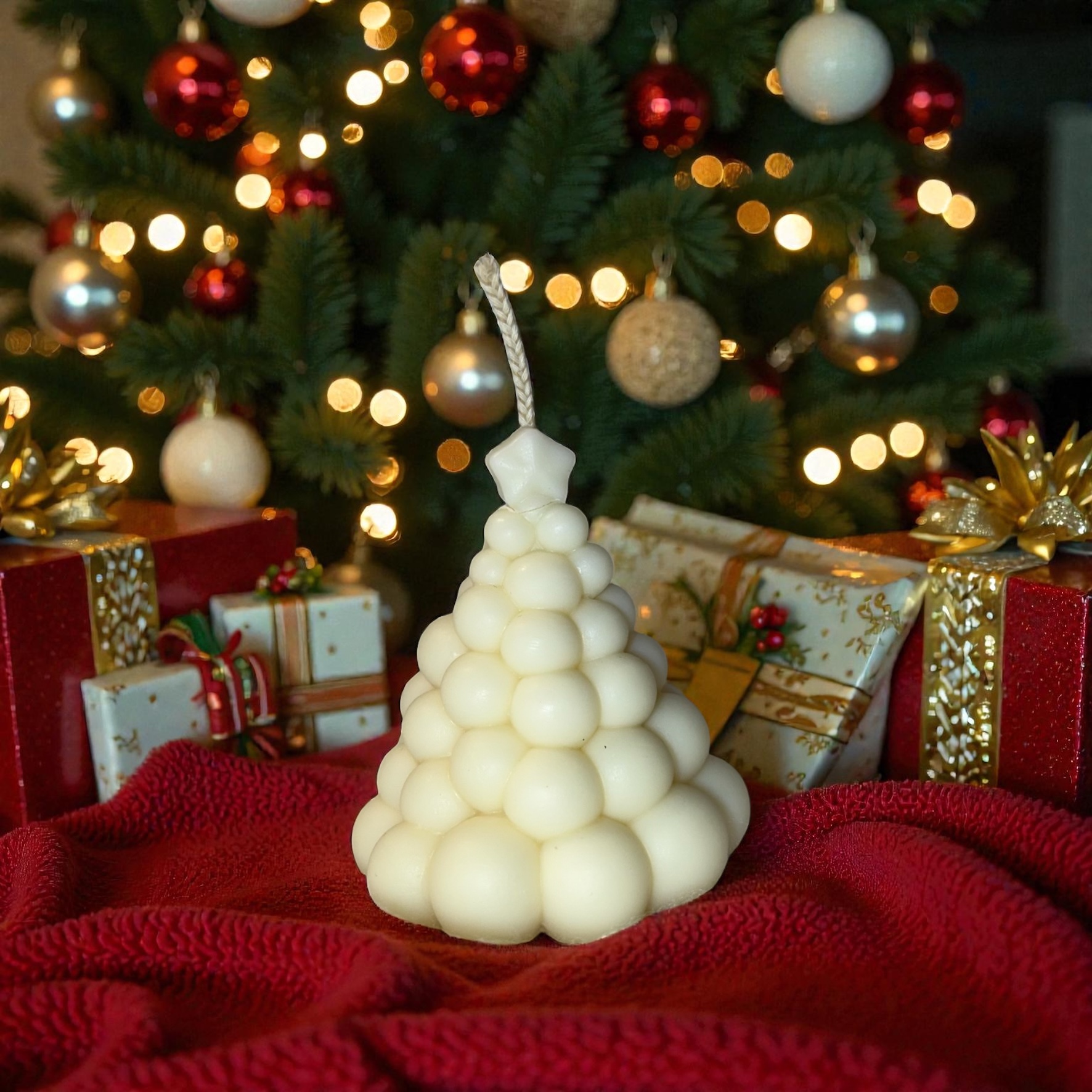 Lumanare decorativa brad din bule Craciun – imagine 1