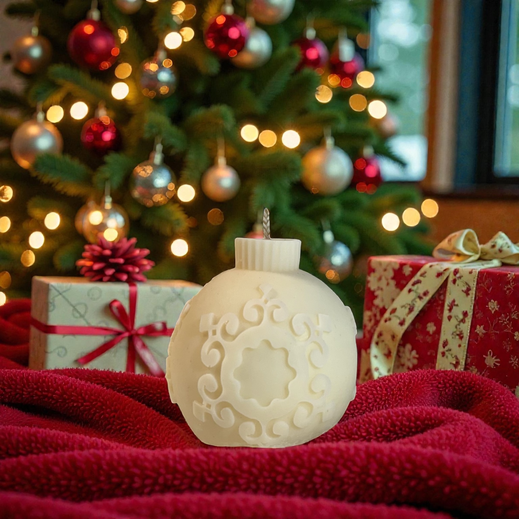 Lumanare Craciun glob decorativ cu model arabesque – imagine 1