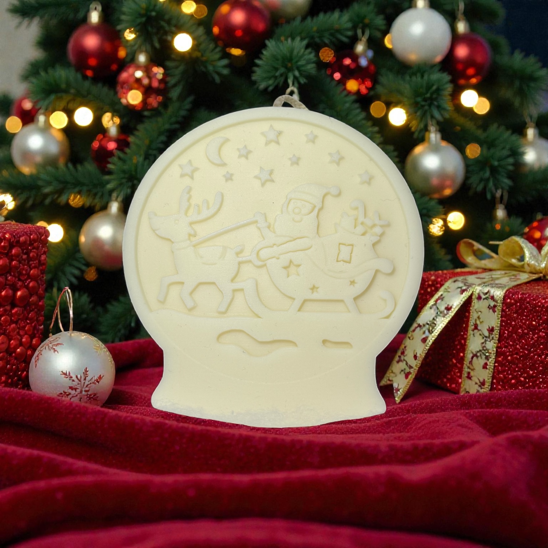 Lumanare Craciun glob cu Mos Craciun in sanie – imagine 1