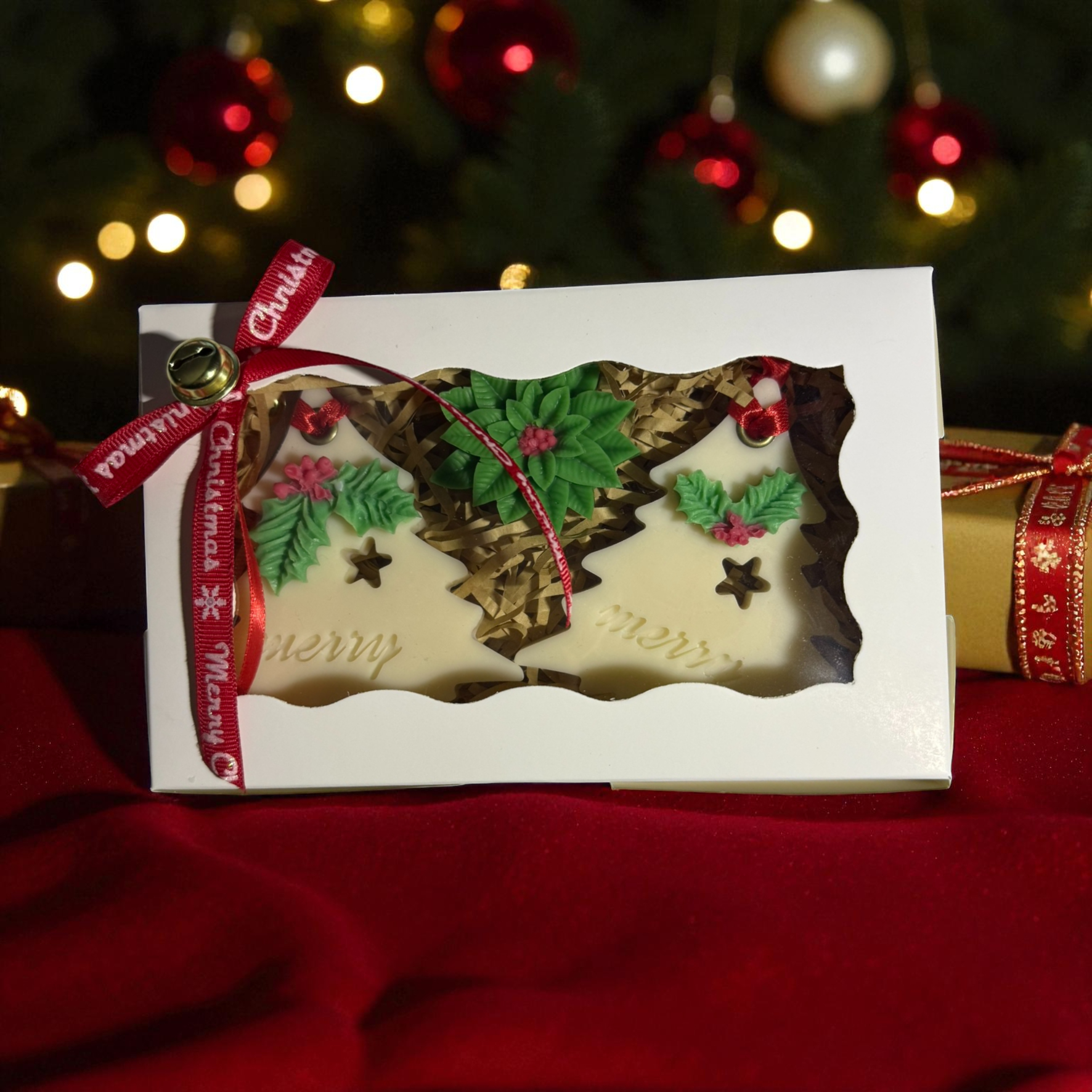 Gift Set Crăciun – Odorizante dulap brăduț (2 buc) &amp; Floare craciun – imagine 1