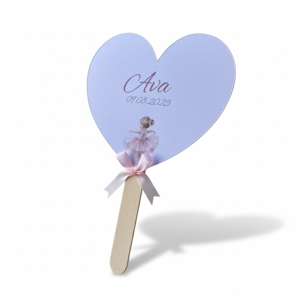 Evantai personalizat inimioara – Botez / Nunta – imagine 1