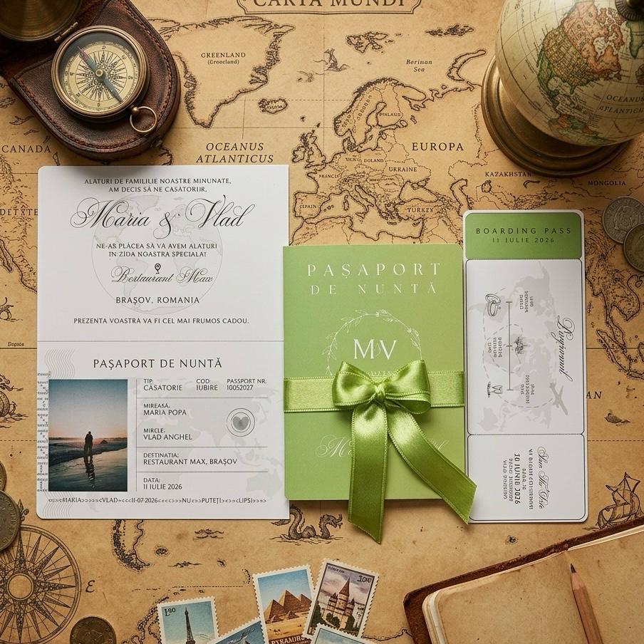 Invitatie nunta pasaport cu boarding pass tematica calatorie – imagine 4