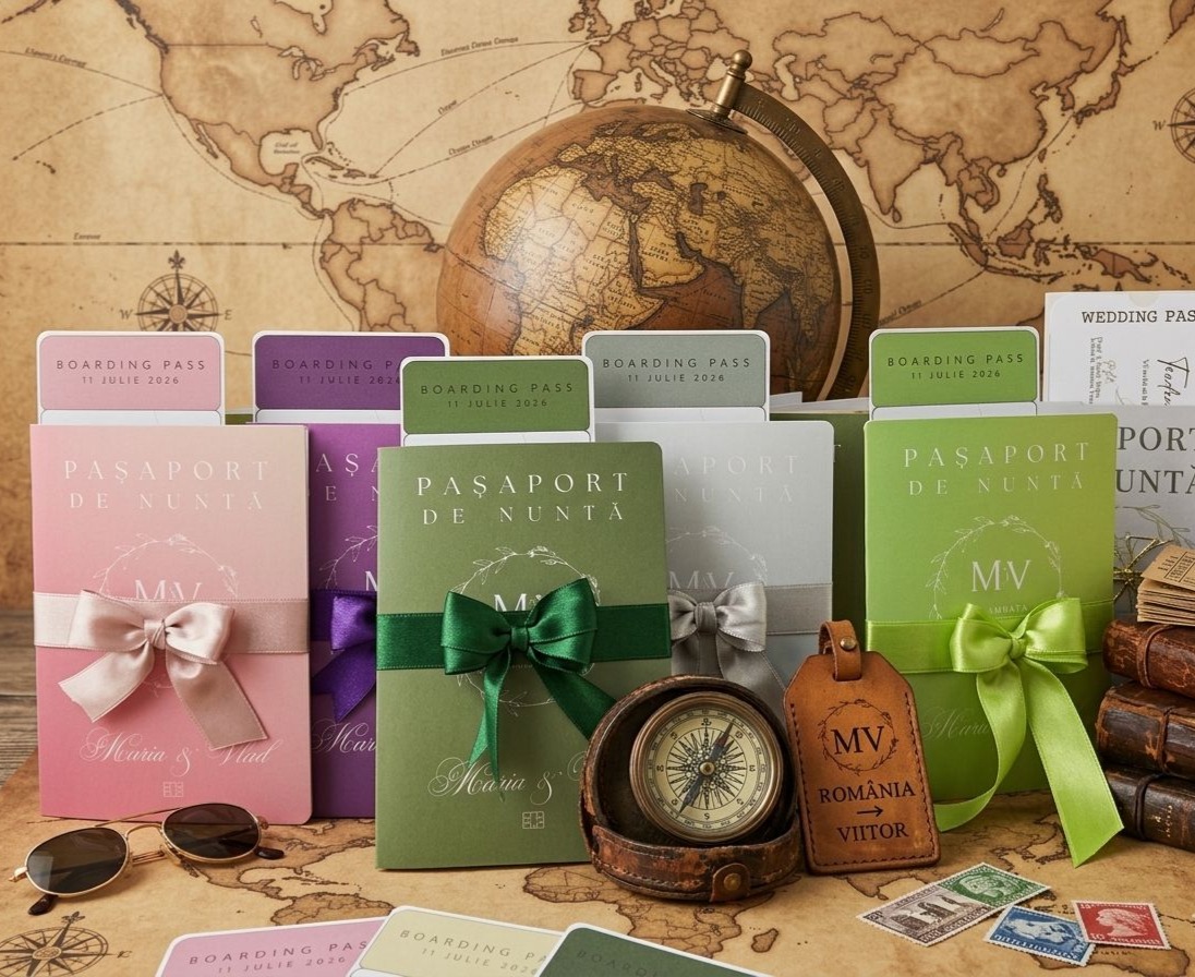 Invitatie nunta pasaport cu boarding pass tematica calatorie – imagine 1