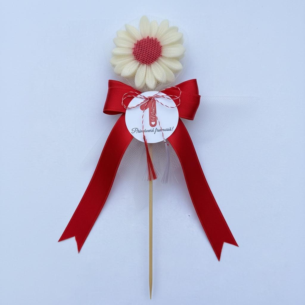 Martisor Margareta pe bat cu funda culori diverse – imagine 6