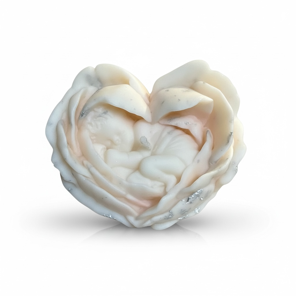 Marturie lumanare bebelus in trandafir din ceara de soia – imagine 1