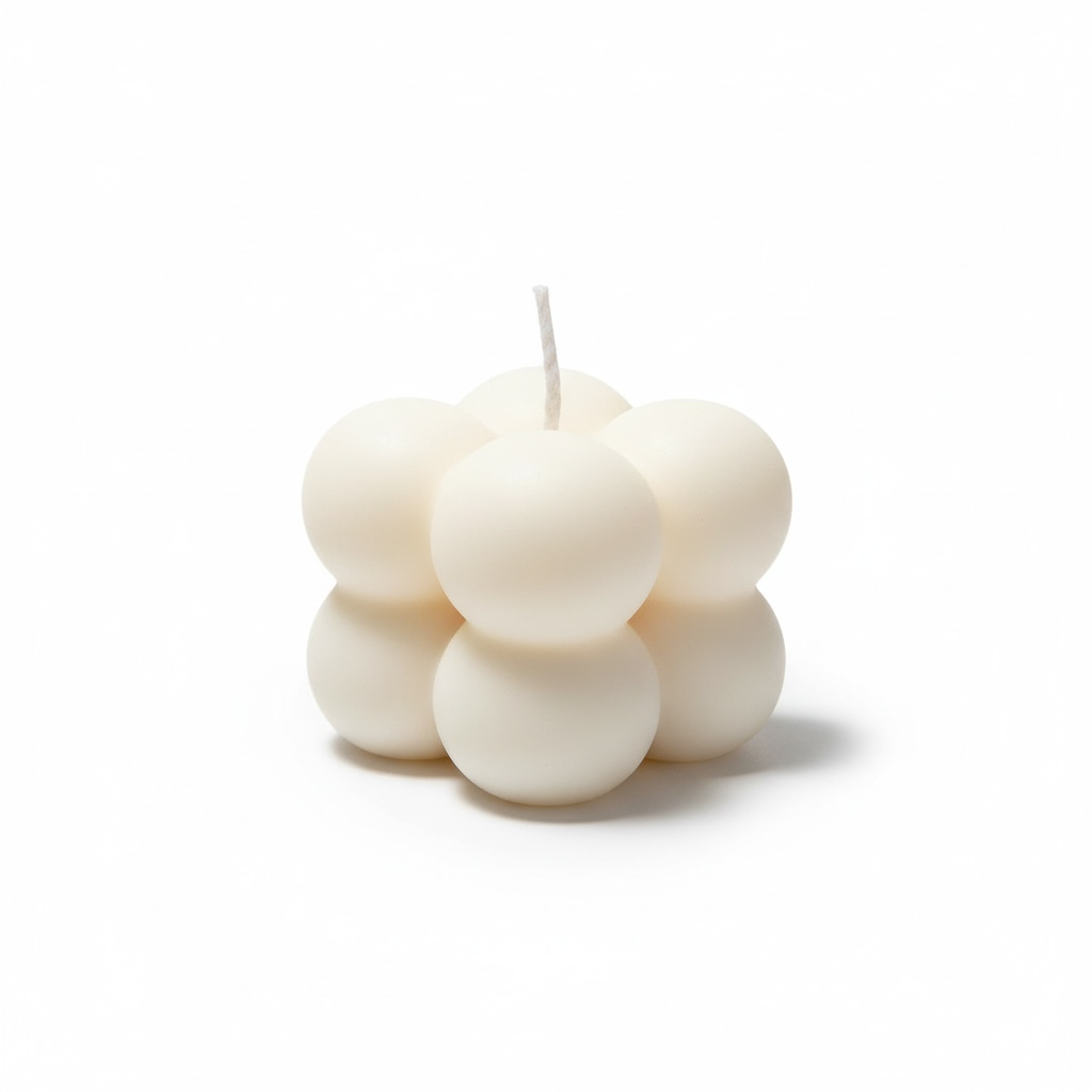 Marturie lumanare bubble cube alba din ceara de soia – imagine 1
