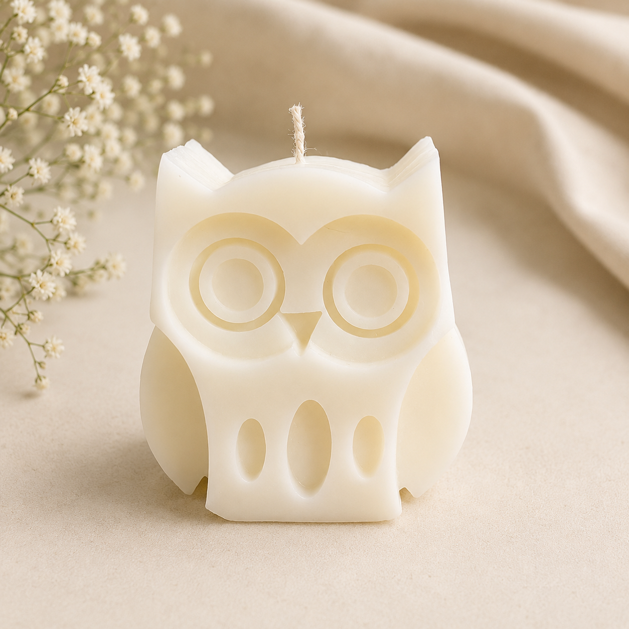 Mărturie Lumânare Bufniță Din Ceară De Soia În Cutie Personalizată – imagine 2