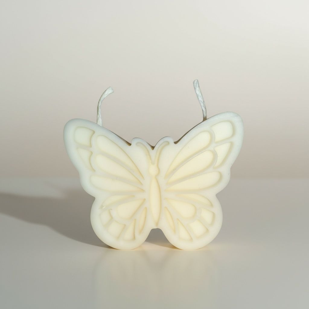 Marturie lumanare fluture alba din ceara de soia – imagine 1