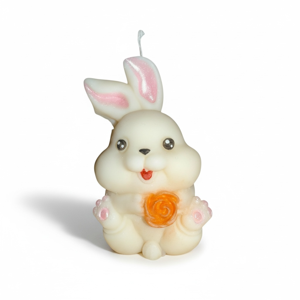 Marturie iepuras cu floricica din ceara de soia – imagine 1