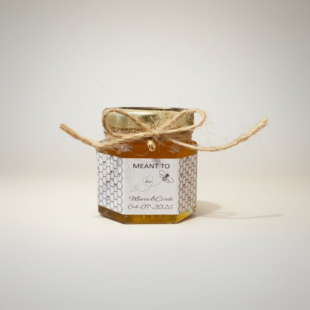 Marturie nunta borcanel hexagonal cu miere 40ml – imagine 1