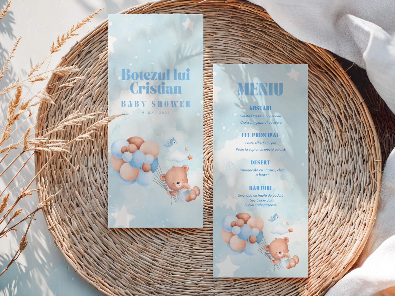 Meniu botez ursulet albastru baietel – imagine 1