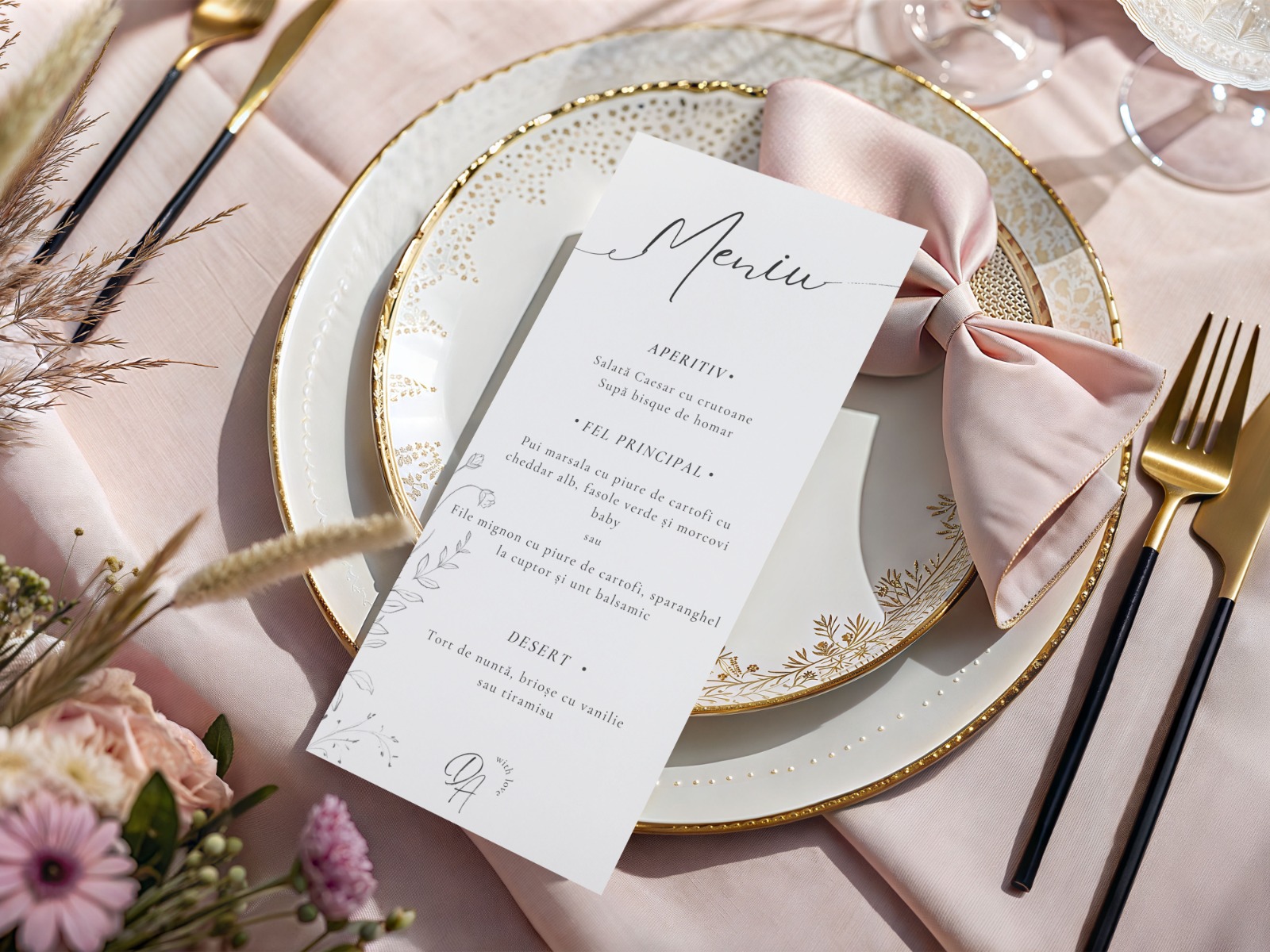 Meniu nunta elegant romantic slim – imagine 1