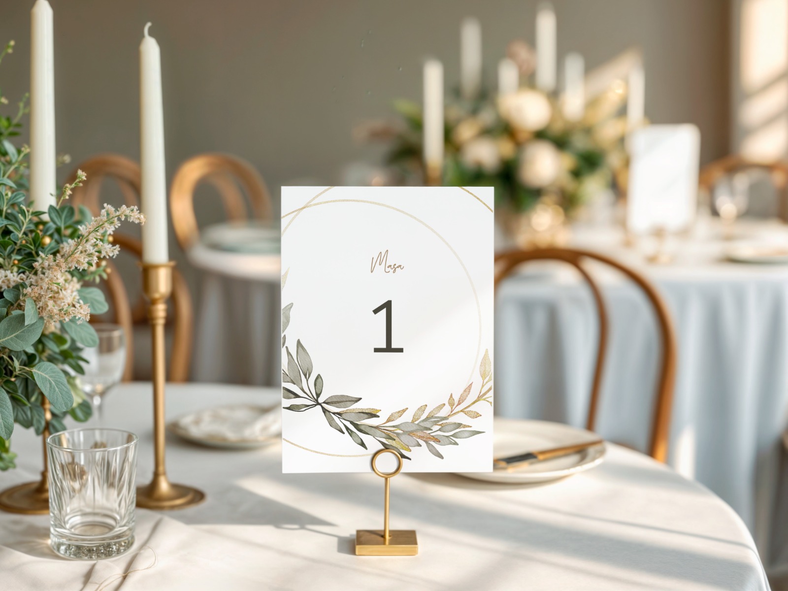 Numar masa nunta verde olive minimalist – imagine 1