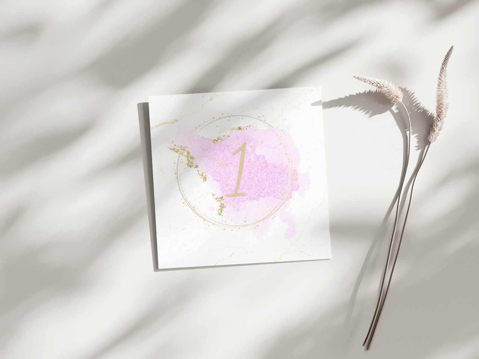 Numar masa nunta elegant roz si auriu – imagine 1