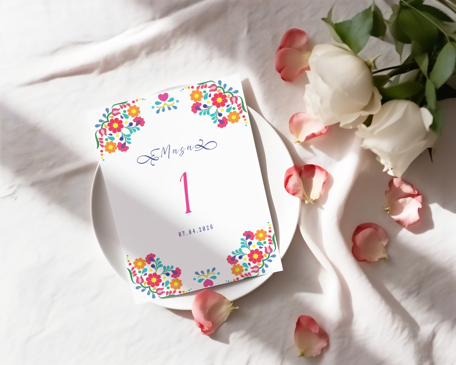 Numar masa nunta traditional colorat – imagine 1