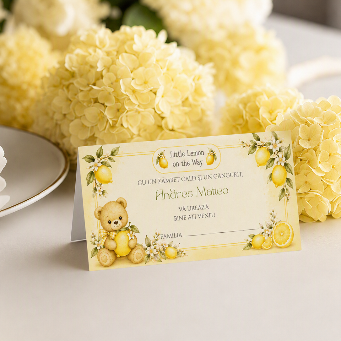Plic de Bani Botez Little Lemon - Ursuțel și Lămâi Galbene – imagine 1