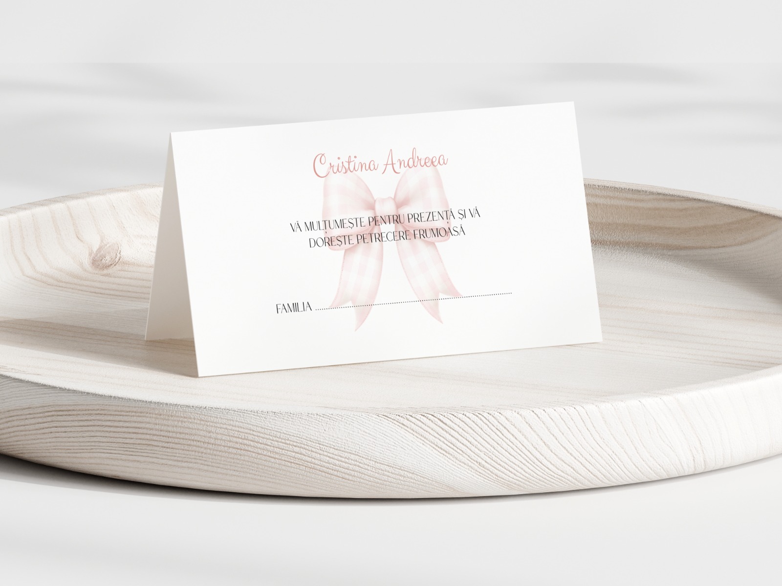 Plic De Dar Botez Fetiță Personalizat Cu Fundă Roz – imagine 1