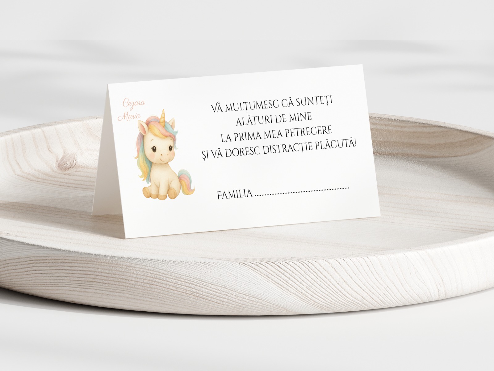Plic De Dar Botez Fetiță Personalizat Cu Unicorn Pastel – imagine 1