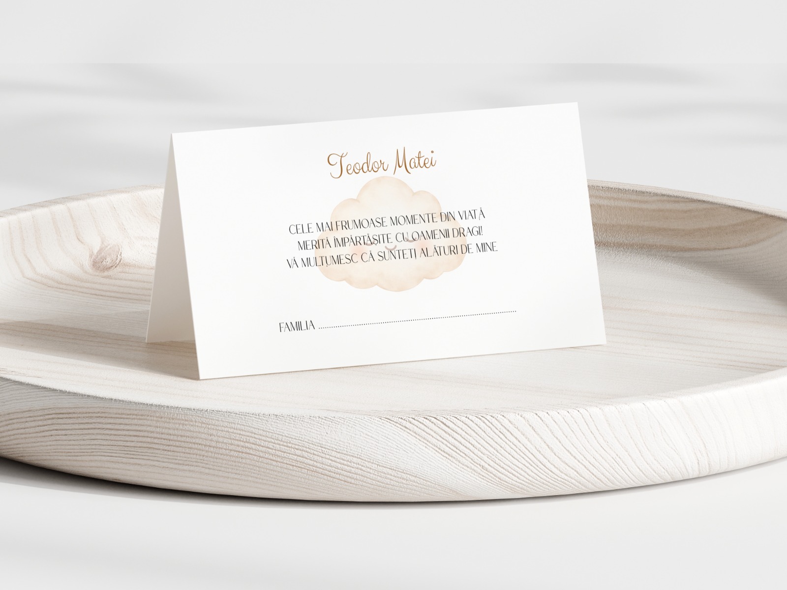 Plic De Dar Botez Personalizat Minimalist Cu Norișor Bej – imagine 1