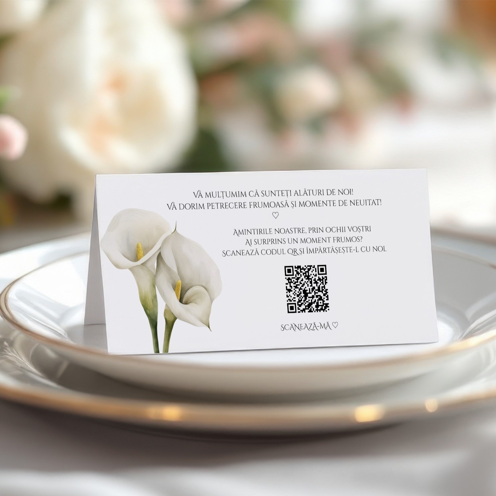 Plic De Dar Nuntă Personalizat Cu Cod QR Pentru Pozele Invitaților – Cale Albe – imagine 1