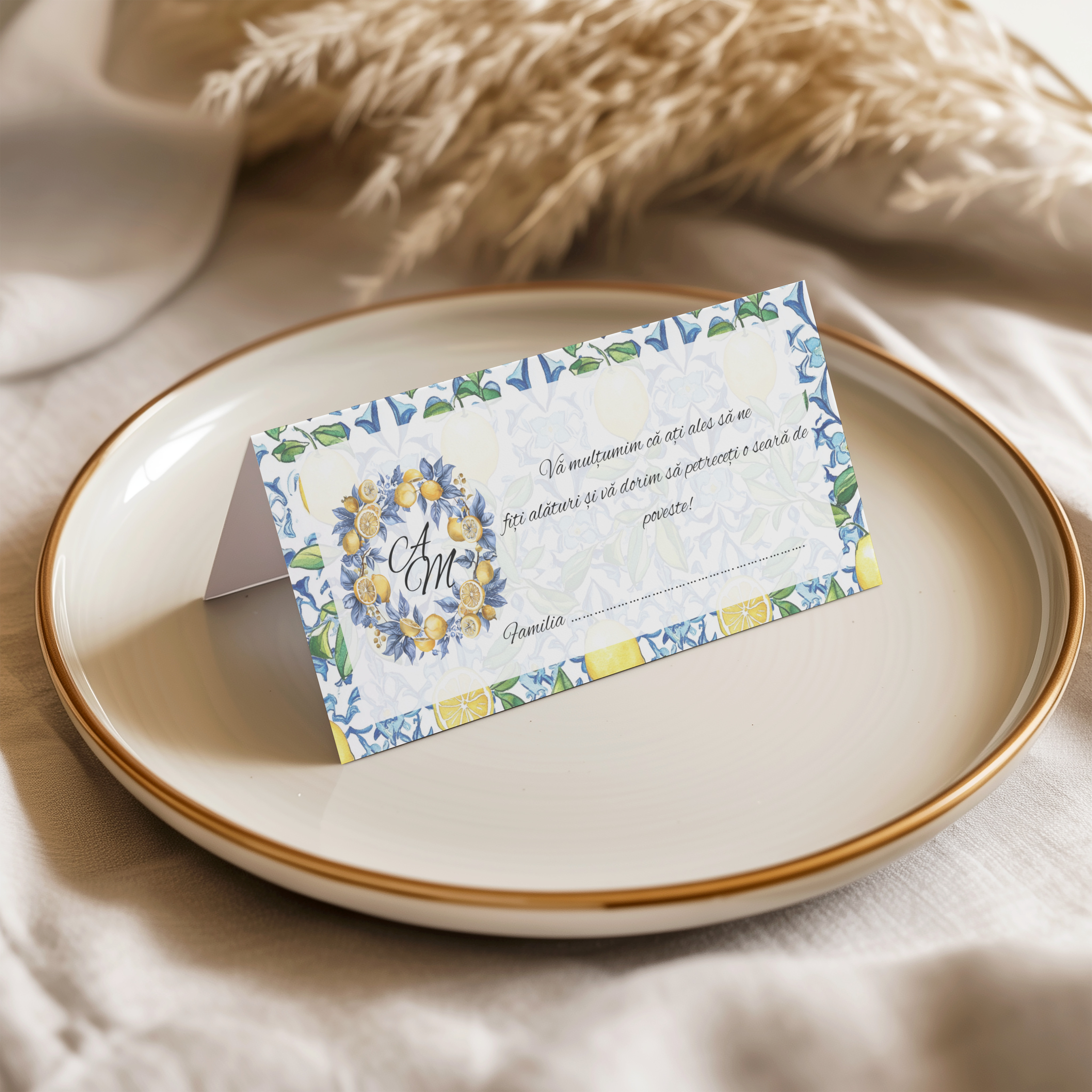 Plic de dar nunta cu lamai – model elegant mediteranean – imagine 1