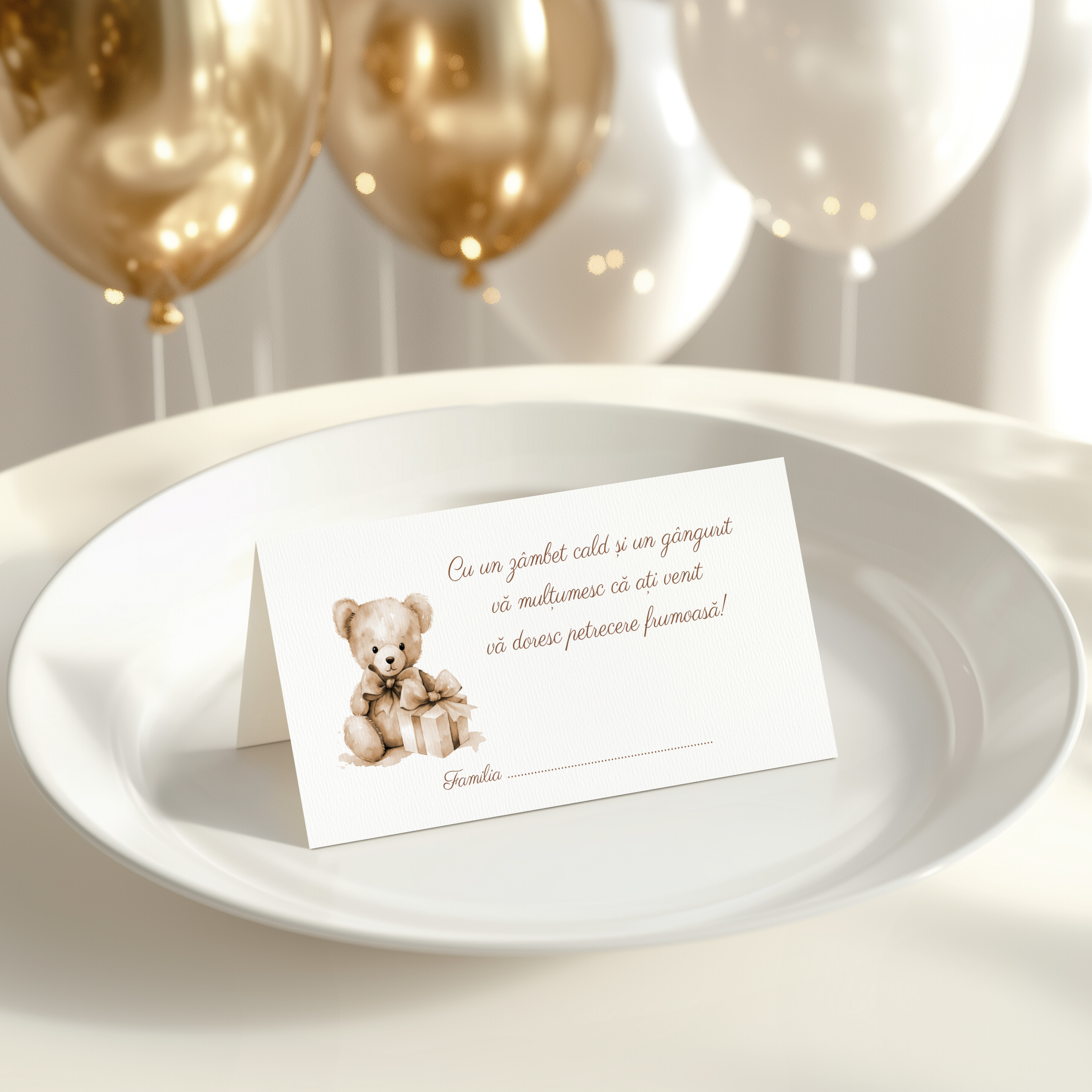Plic de dar ursulet petrecere bebe – mesaj multumire – imagine 1
