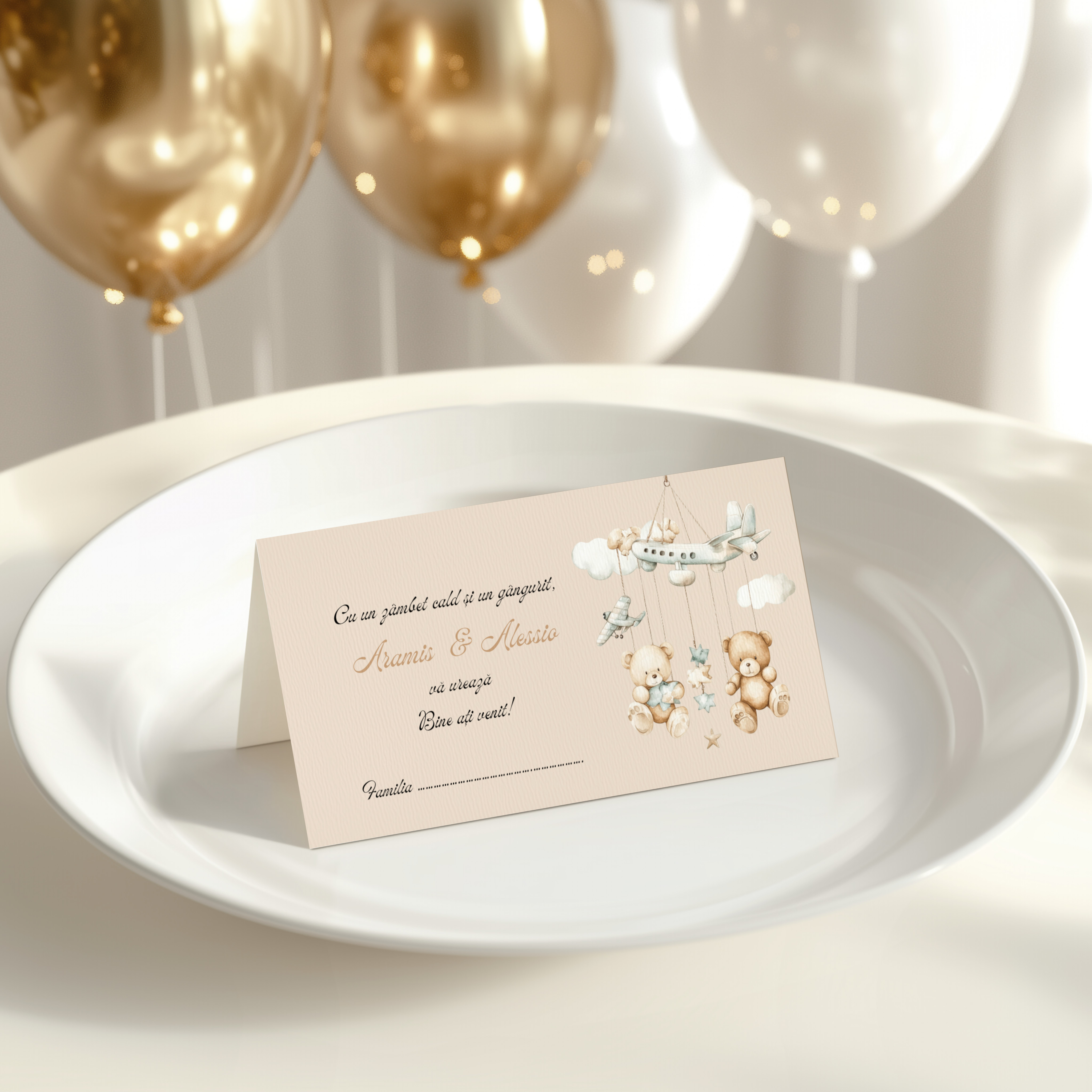 Plic de dar cu ursulet pentru botez – imagine 1