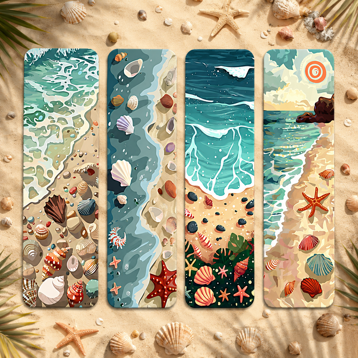 Set 4 Semne de Carte cu Mare și Plajă – Laminate 18 x 5 cm – imagine 1