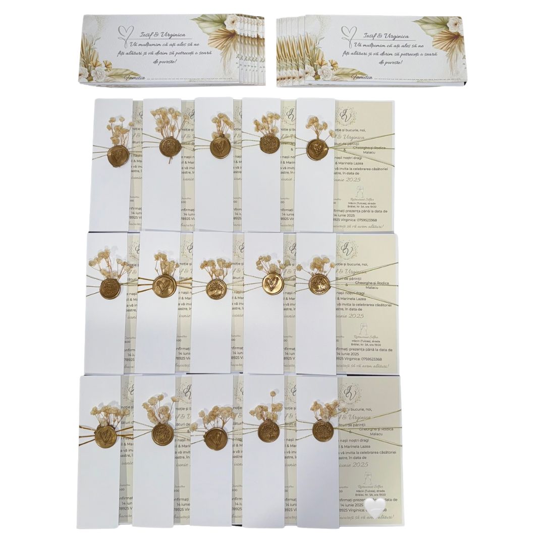 Set invitatie + plic de dar boho natur – imagine 1