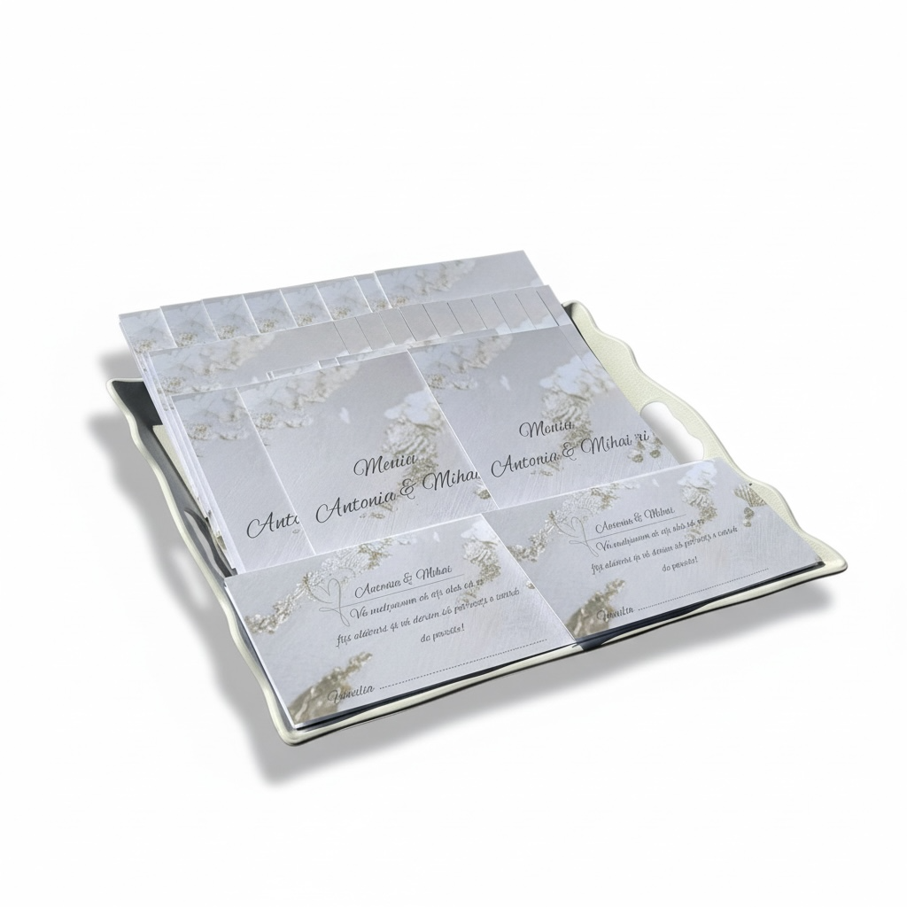 Set meniu + plic de dar tematica auriu – imagine 1