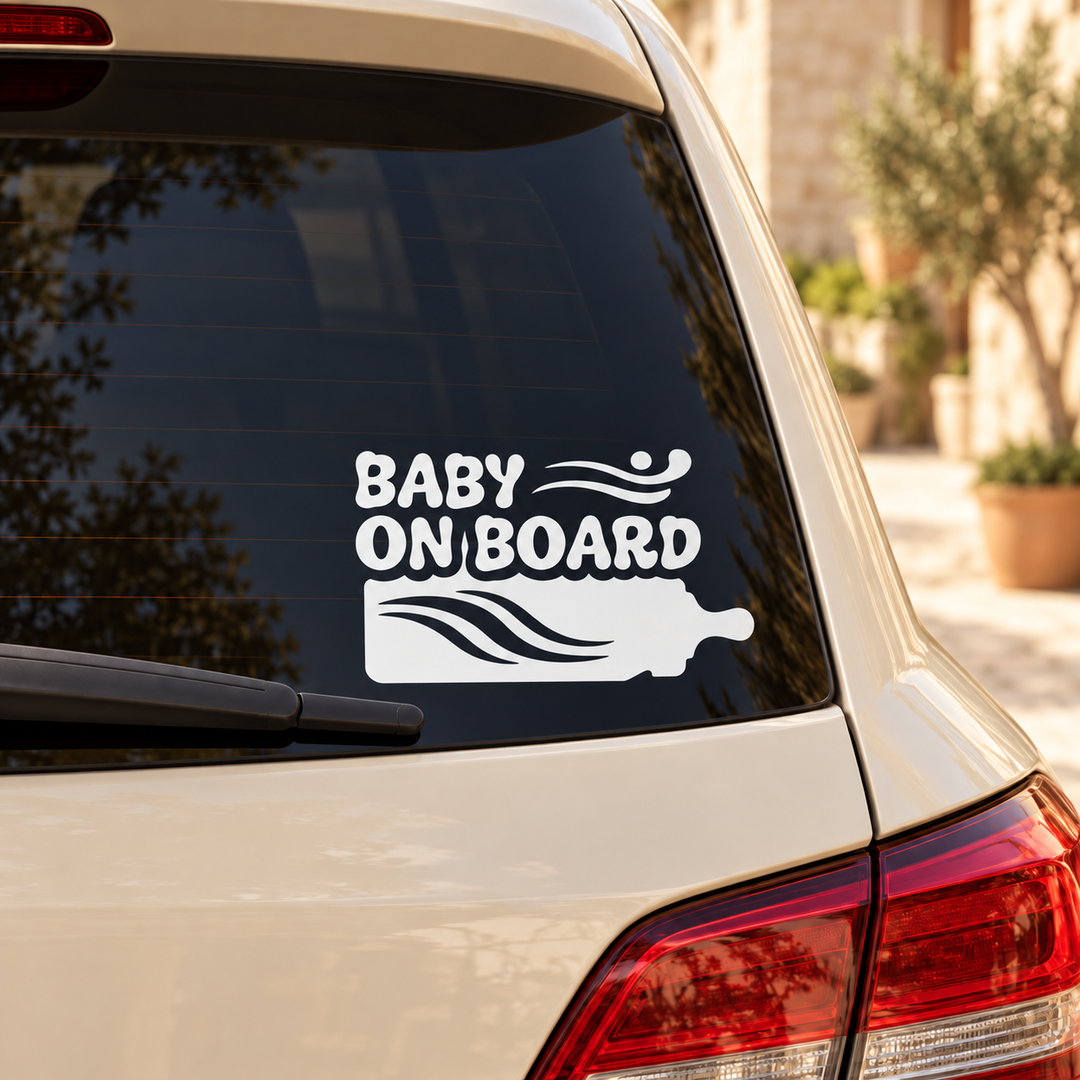 Sticker auto Baby On Board cu biberon – imagine 1
