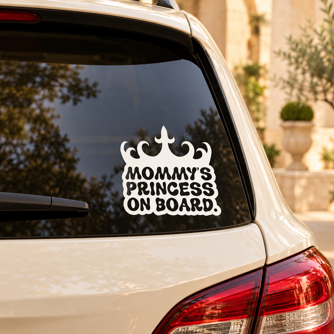 Sticker auto Mommy's Princess On Board cu coroană – imagine 1