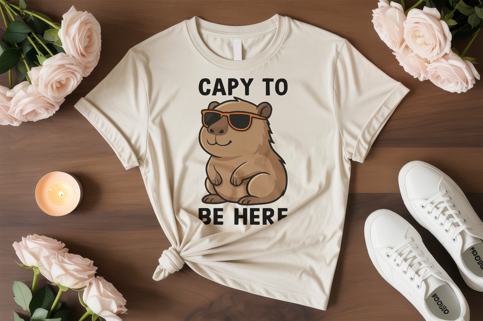 Tricou Copii și Adolescenți Capybara - Capy to Be Here – imagine 1